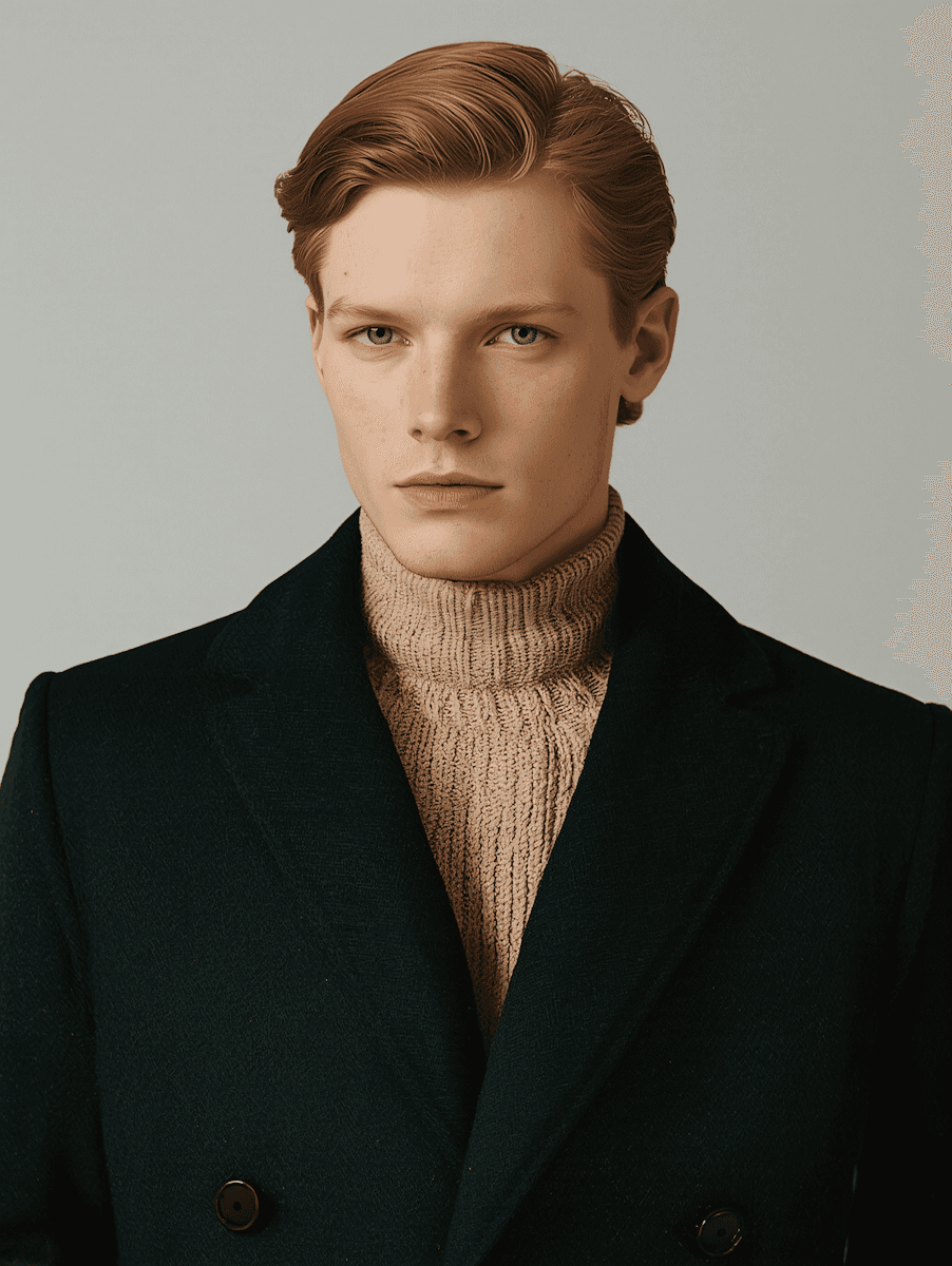 A person in a blacl coat and the brown hairs